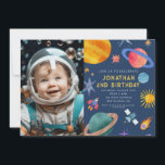 Photo Astronaut Planets Space Boy  Birthday Invitation<br><div class="desc">Astronaut Planets Space Boy  Birthday Invitation 
You can customize your invitations by choosing from so many different paper types,  shapes and texts of your choosing to make it unique and special.</div>