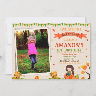 Photo Autumn birthday invitation Fall festival