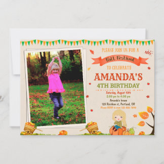Photo Autumn birthday invitation Fall festival