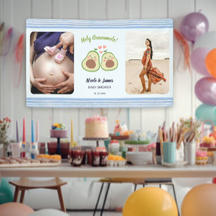 Photo Avocado Gender Neutral Twins Baby Shower Banner