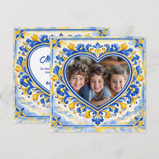 💙 Photo Azulejo Heart Thank‑You Tile Thank You Card