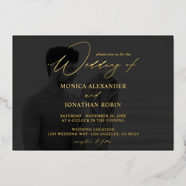 Photo B&W Modern Horizontal 4 Wedding Full Dark (Front)