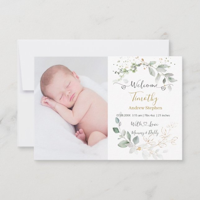 Photo Baby Birth Stats Faire-part (Devant)