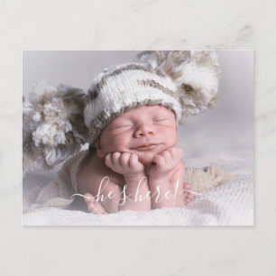 Photo Baby Boy Birth Announcement Postcard