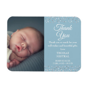 Photo Baby Boy Script Thank You Birth Announcement Magnet