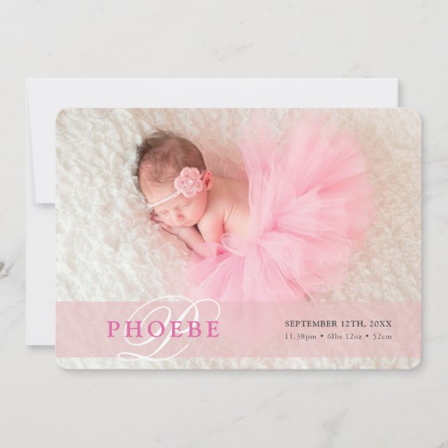 PHOTO BABY FAIRE-PART superposition initiale fille (Devant)