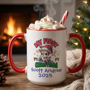 Photo Baby First Christmas Santa Deer Personalize Mug