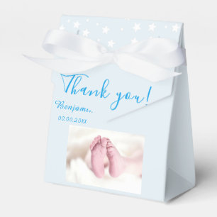 Photo Baby shower Party Blue Favor Box