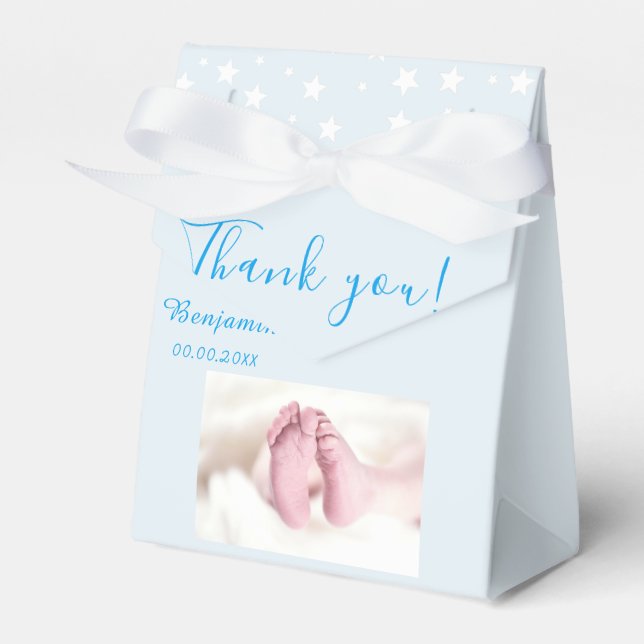 Photo Baby shower Party Blue Favor Box (Front Side)