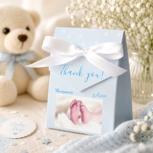 Photo Baby shower Party Blue Favor Box