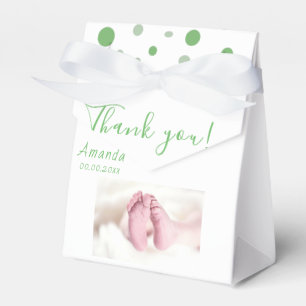 Photo Baby shower Party Green Circles Favor Box