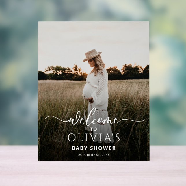 Photo Baby Shower Welcome Sign Template, Modern  (Neutral)