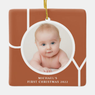 Photo Baby's First Christmas Terracotta Ceramic Ornament