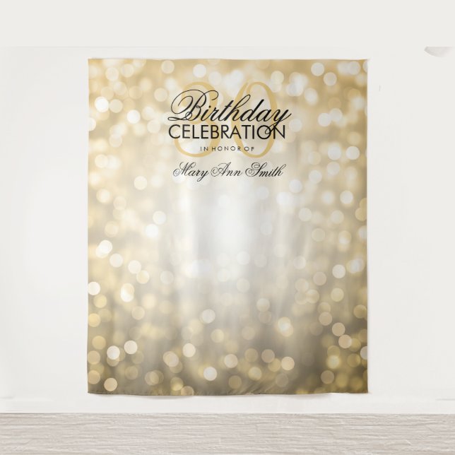Photo Backdrop 30th Birthday Gold Glitter Lights Tapestry (Front)