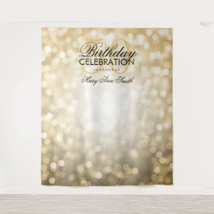 Photo Backdrop 50th Birthday Gold Glitter Lights Tapestry