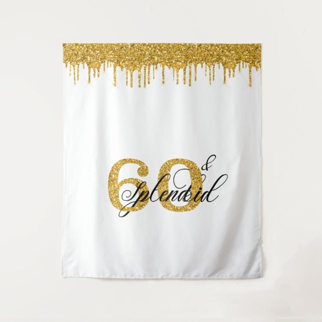 Photo Backdrop Booth 60 Sixty Birthday 60th Tapestry (Front)