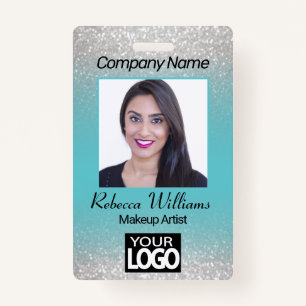 Photo Badge - Blue with Faux Glitter