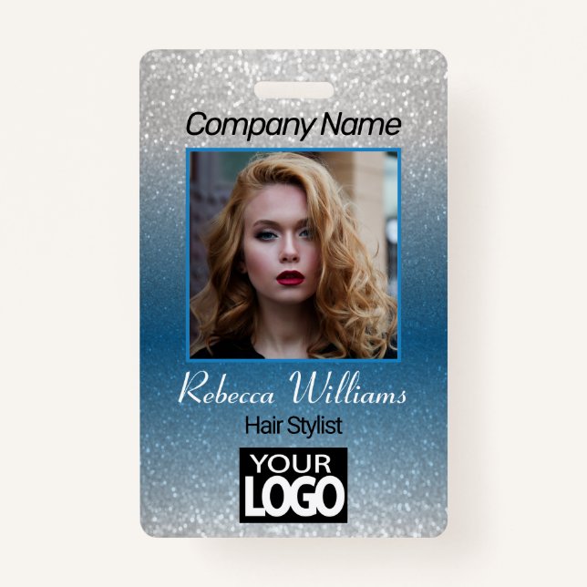 Photo Badge - Dark Blue with Faux Glitter (Front)