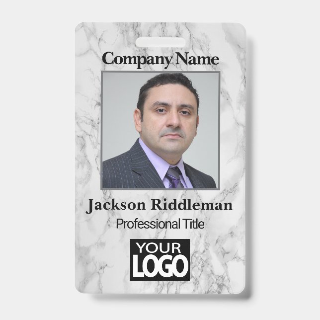 Photo Badge - Grey Marble (Front)