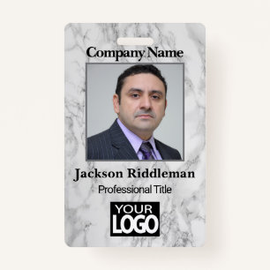 Photo Badge - Grey Marble