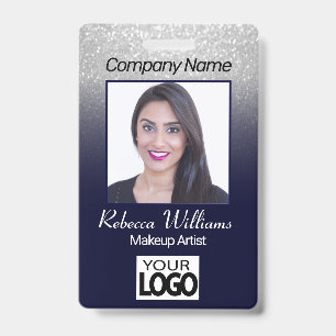 Photo Badge - Navy Blue with Faux Glitter