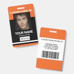Photo Badge - Orange and Black
