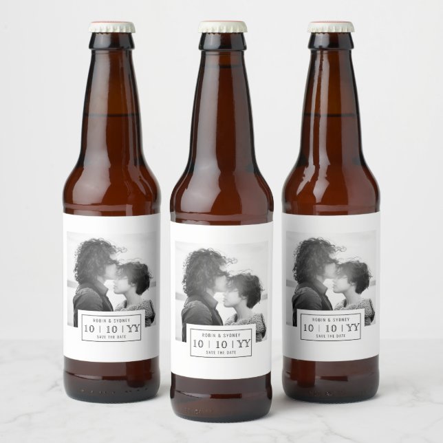 Photo Badge | Save The Date | Beer Label | White (Bottles)