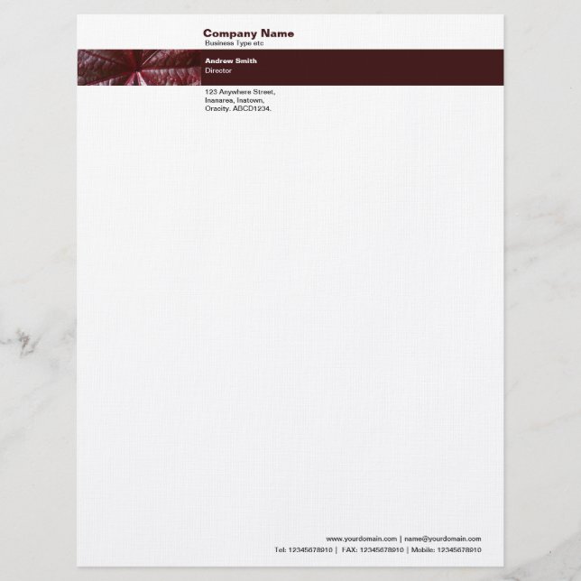 Photo Band - Leaf Design Letterhead (Front)