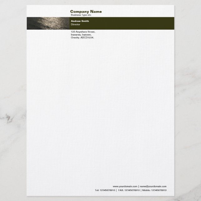 Photo Band - Sun on Water Letterhead (Front)