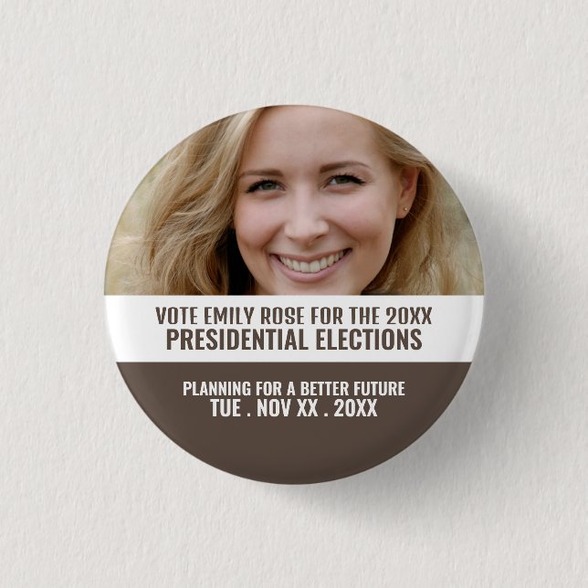 Photo Banner Political Campaigner Advertising 1 Inch Round Button (Front)