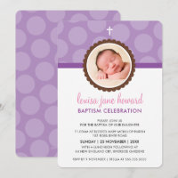 PHOTO BAPTISM INVITATION mignon poka point motif v