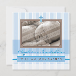 PHOTO BAPTISM INVITATIONS :: élégant 4SQ