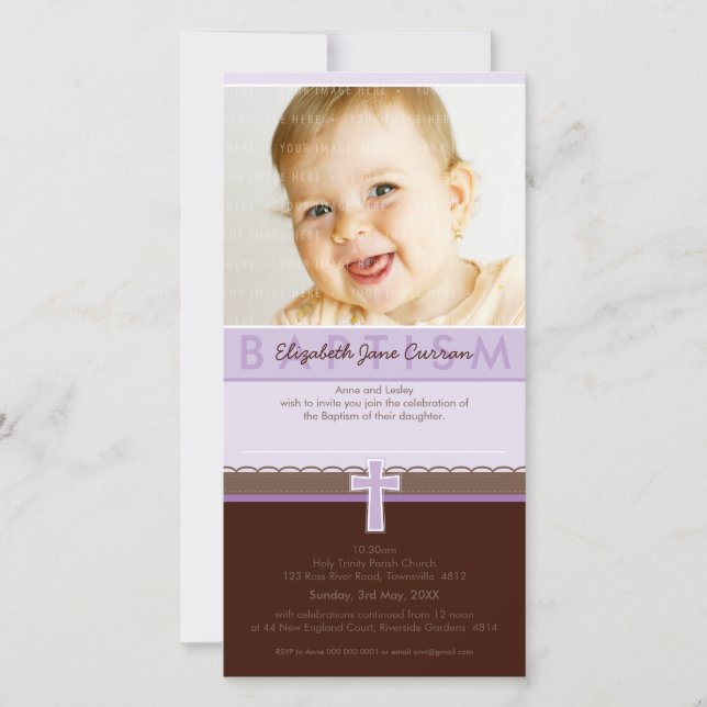 PHOTO BAPTISM INVITATIONS :: pure 1 (Front)
