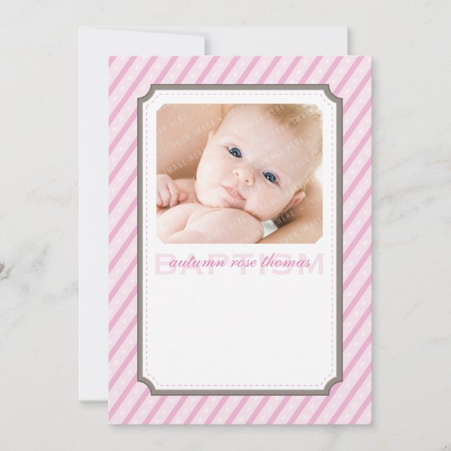 PHOTO BAPTISM INVITES :: candystripes 1P (Front)