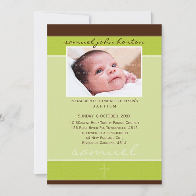 PHOTO BAPTISM INVITES :: softly spotted 4P (Front)