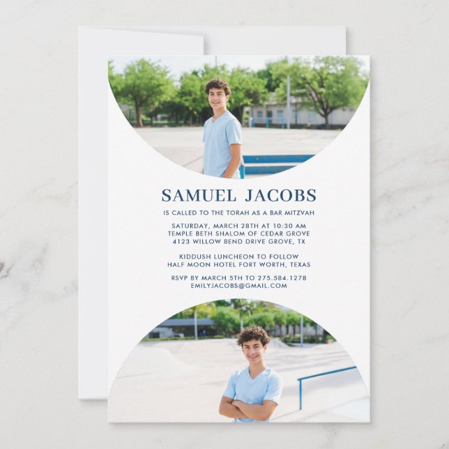 Photo Bar Mitzvah Invitation Modern (Front)