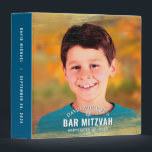 Photo Bar Mitzvah Turquoise Gold Typography Bold Binder<br><div class="desc">Let your favourite Bar Mitzvah be proud, rejoice and celebrate his milestone with this stunning keepsake scrapbook memory album. Metallic faux gold foil brush strokes and Star of David, along with bold, white typography, overlay the photo of your choice. A navy blue Star of David adorns the gold foil brush...</div>