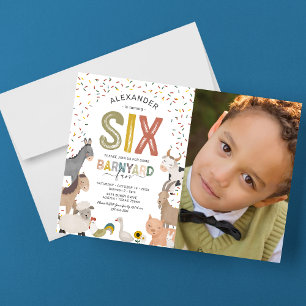 Photo Barnyard 6th Birthday Invitation