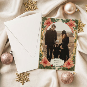 Photo Baroque Holly Christmas Holiday Card