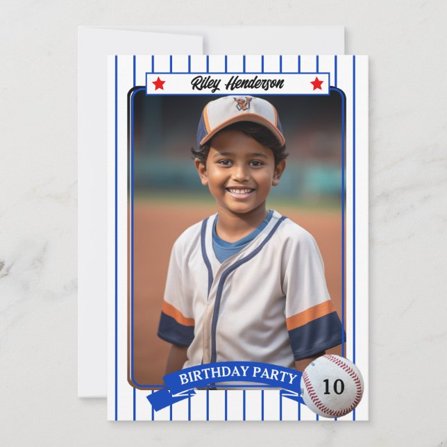 Photo Baseball Birthday Party Invitation (Front)