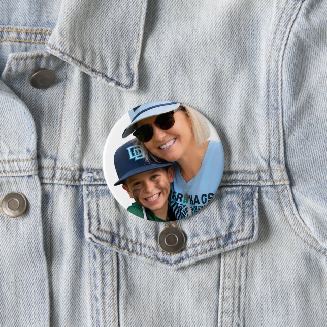 Photo Baseball Grandma 3 Inch Round Button (In Situ)