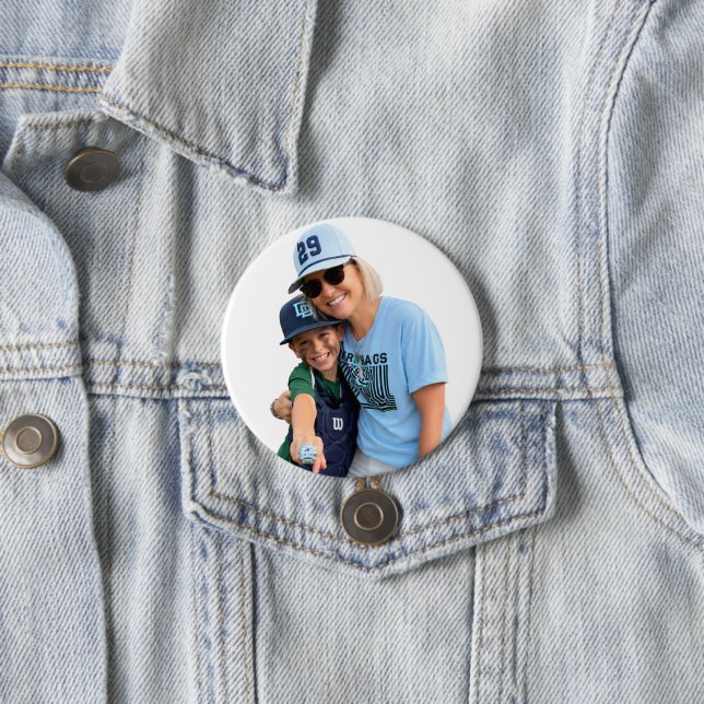 Photo Baseball Grandma 3 Inch Round Button (In Situ)