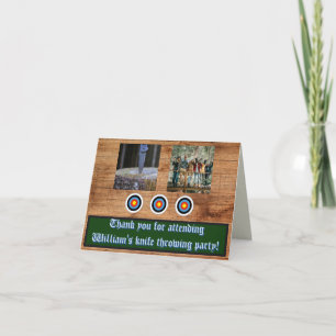 Photo Based Knife Throwing Birthday Thank You Card