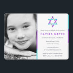 Photo Bat Mitzvah Invitations | Purple   Teal<br><div class="desc">Unique,  modern photo Bat Mitzvah invitations. Personalize online with your daughter's photo and Mitzvah details. Star of David design with modern purple,  teal and silver accents.</div>