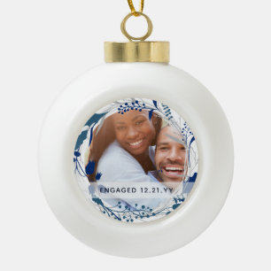 PHOTO BAUBLE - Fist Christmas Married or Engaged Ceramic Ball Christmas Ornament