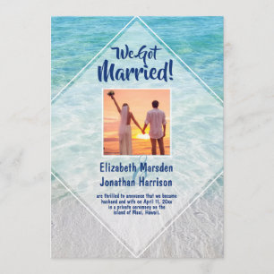 Photo Beach Just Married Announcement Reception