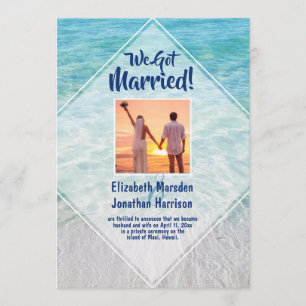 Photo Beach Just Married Faire-part Réception