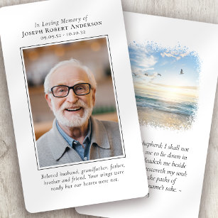 Photo Beach Sunrise Memorial Prayer Card