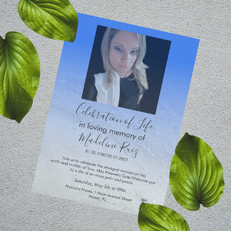 Photo Beach Transparency Celebration of Life  Invitation