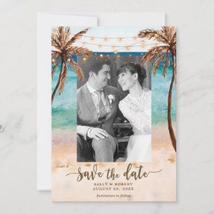 photo beach tropical wedding save the date card